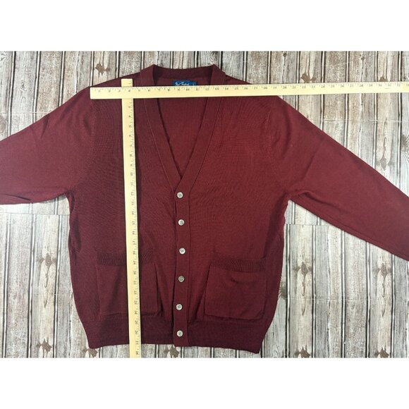 PAUL FREDRICK wool blend Sweater Cardigan Sz L color burgundy NWOT - Picture 5 of 7